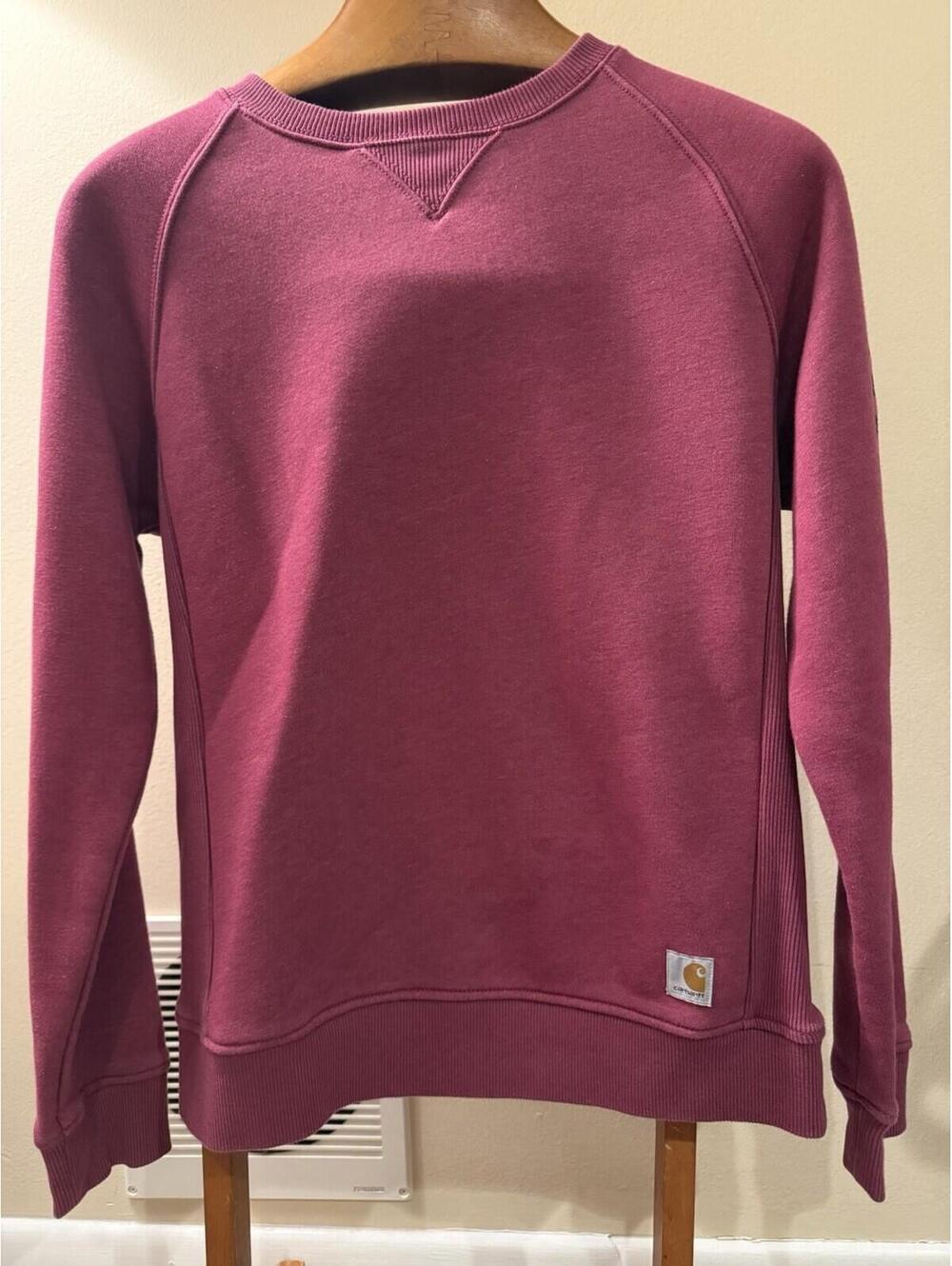 Carhartt Women's Relaxed Fit Cranberry Logo Sleeve Sweatshirt Size Medium